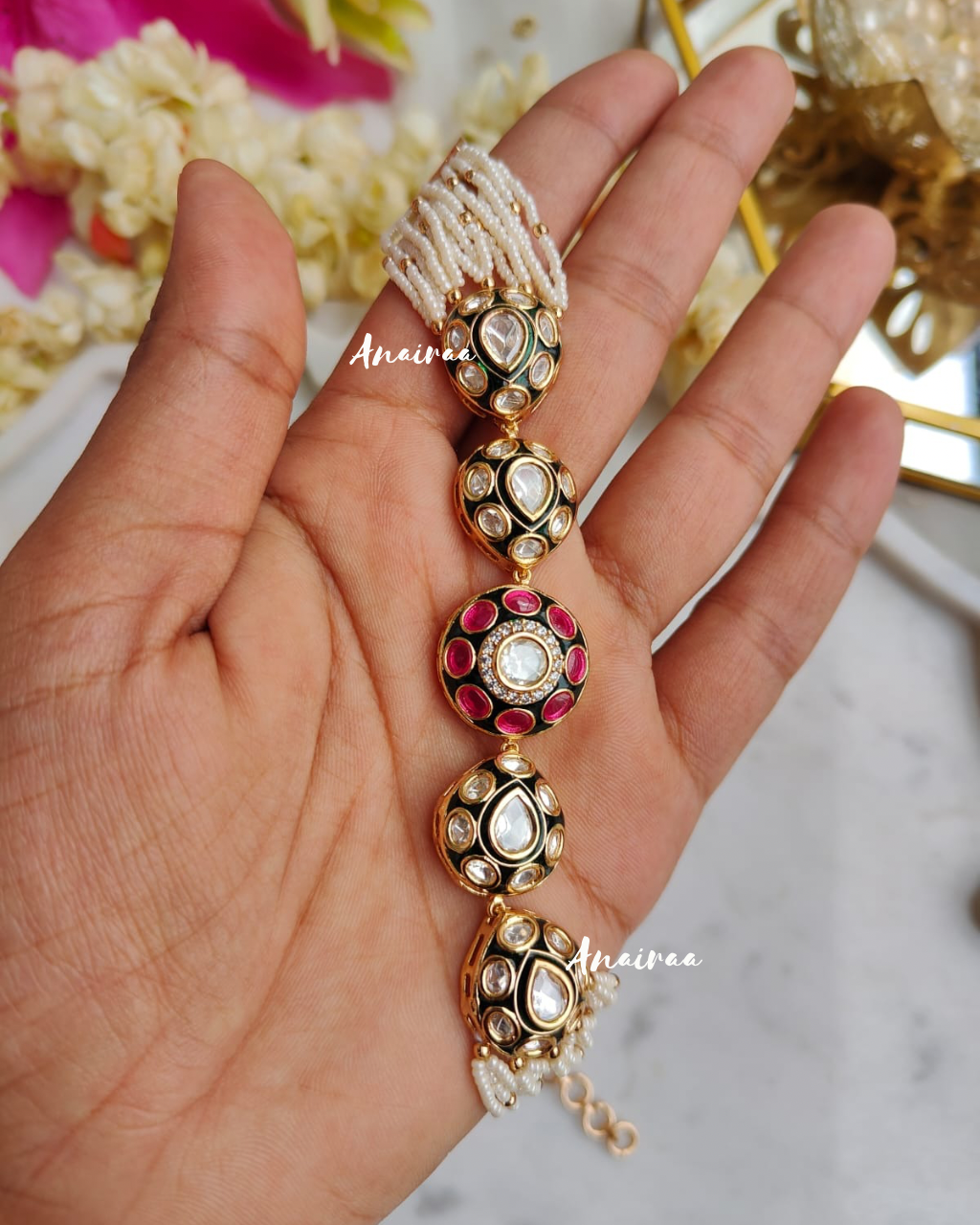 Ruby Polki meena bracelet