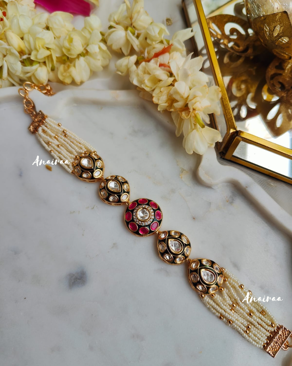 Ruby Polki meena bracelet