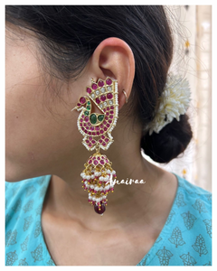 Peacock antique jhumka