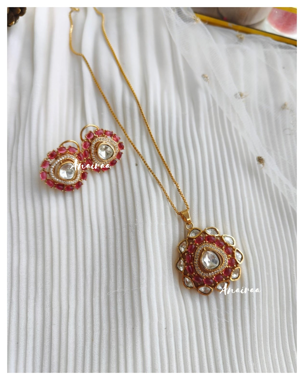 Ruby Polki pendant set