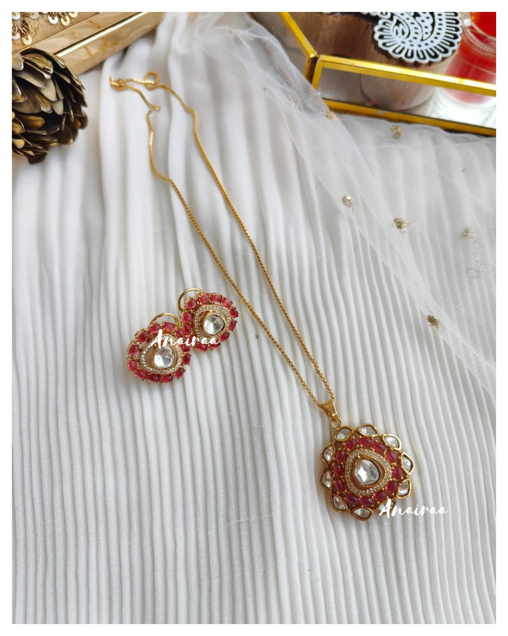 Ruby Polki pendant set