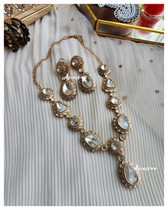 Mother of pearl polki long necklace