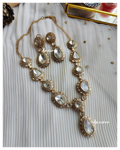 Mother of pearl polki long necklace