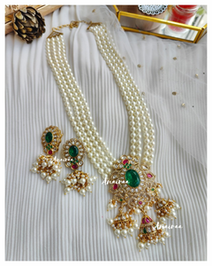 Polki pearls long necklace set