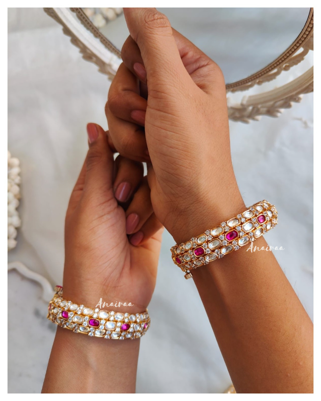 Polki moissanite ruby Bangles