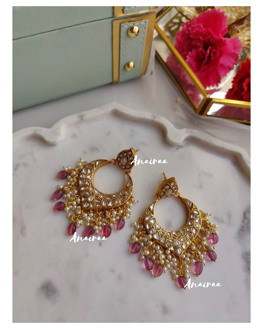 Thappa kundan earrings