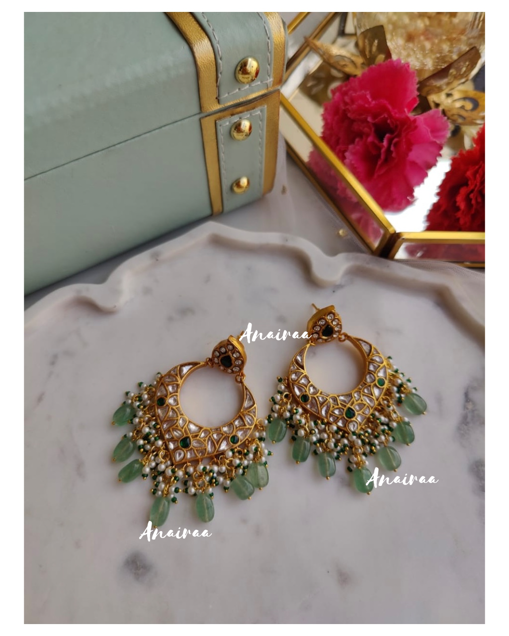 Thappa kundan earrings