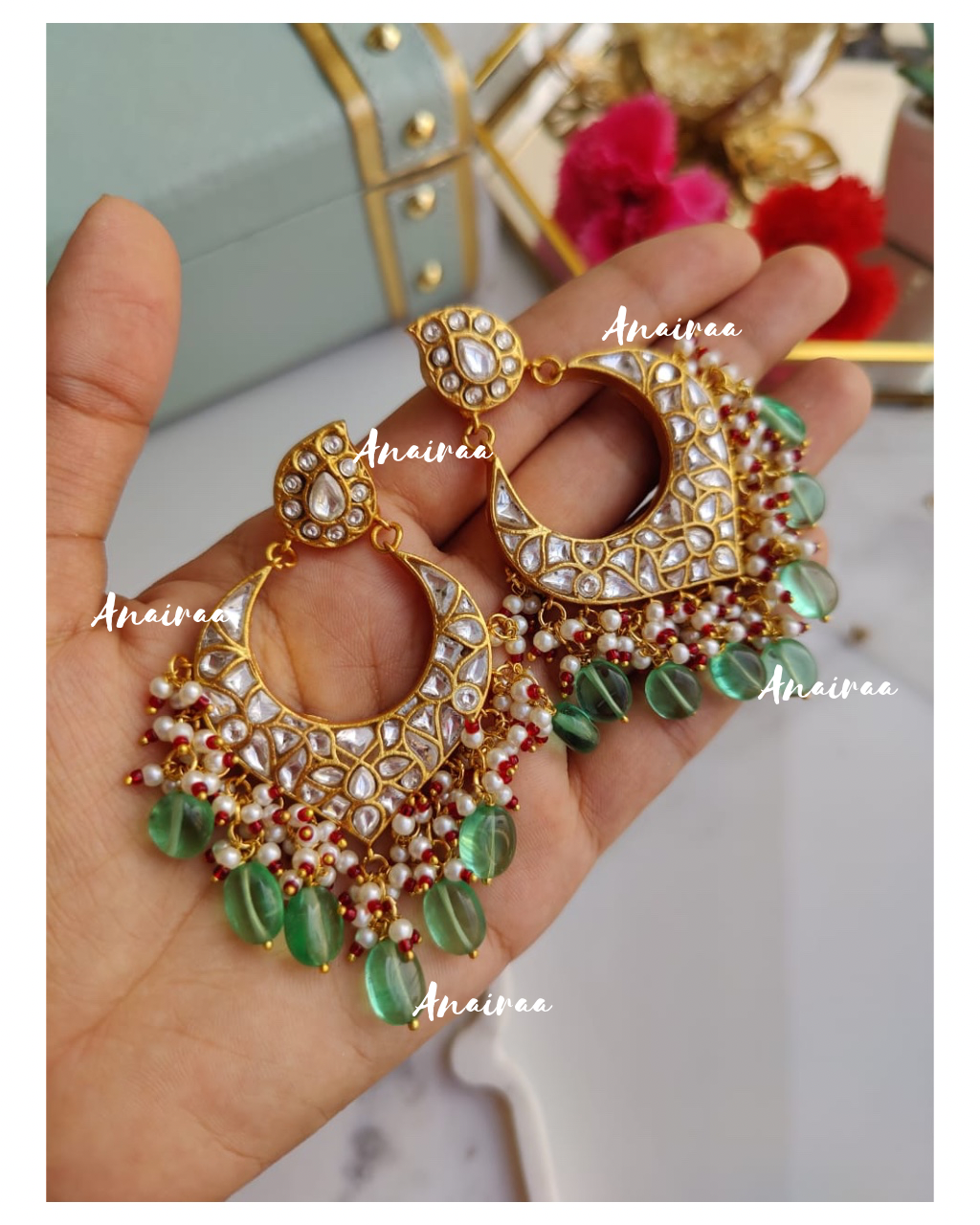 Thappa Kundan earrings