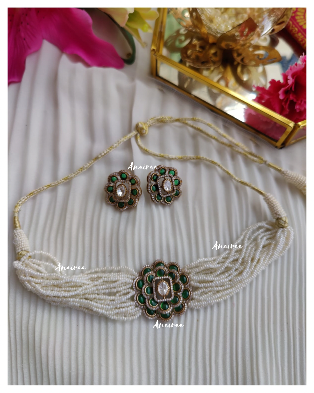 Ruby polki choker set