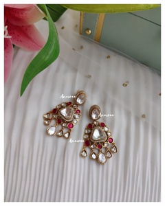 Ruby polki moissanite earrings