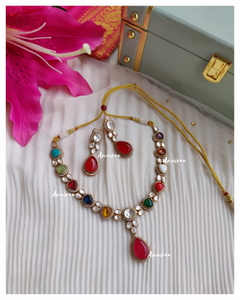 Polki navratan necklace set