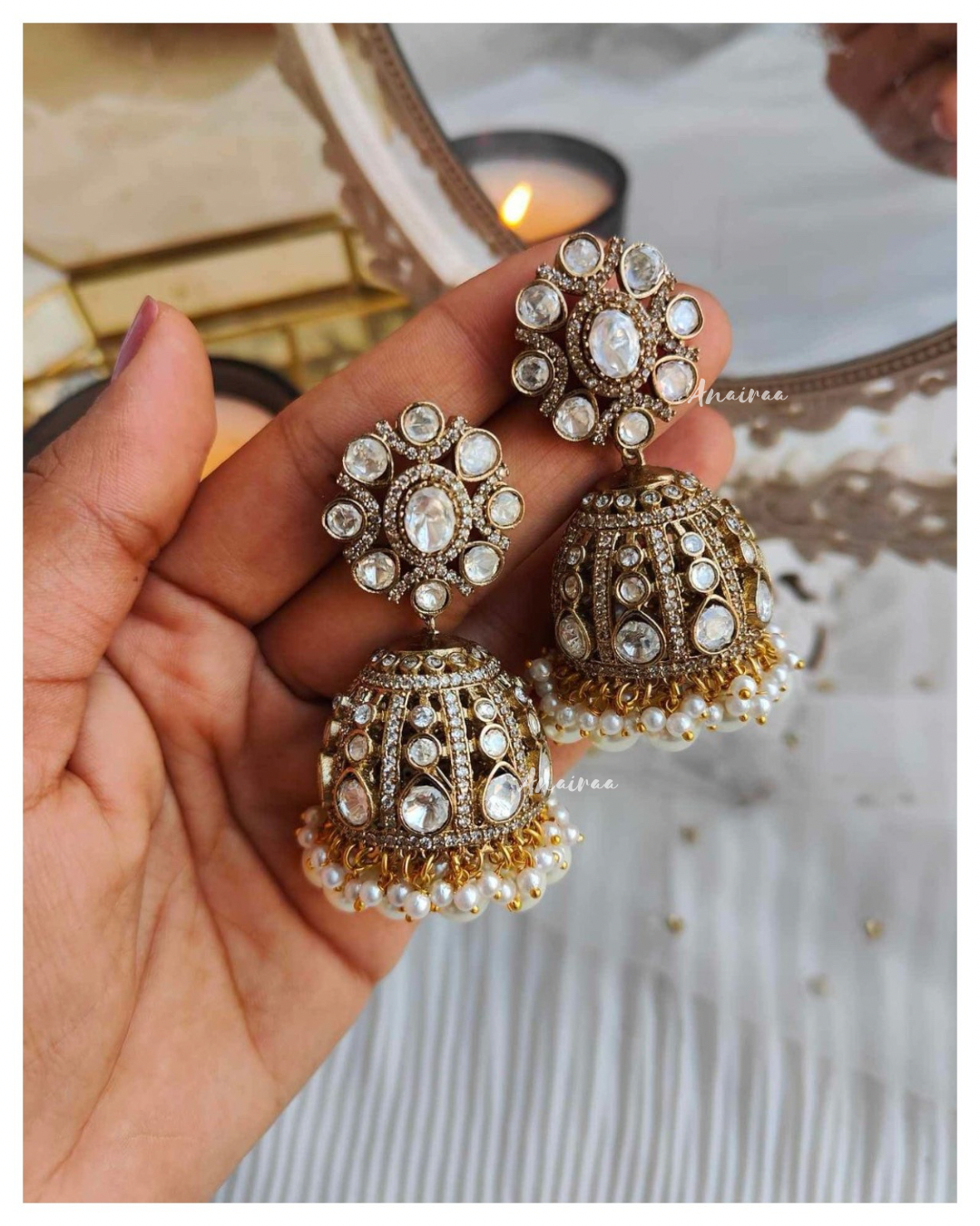 Victorian Moissanite jhumkas