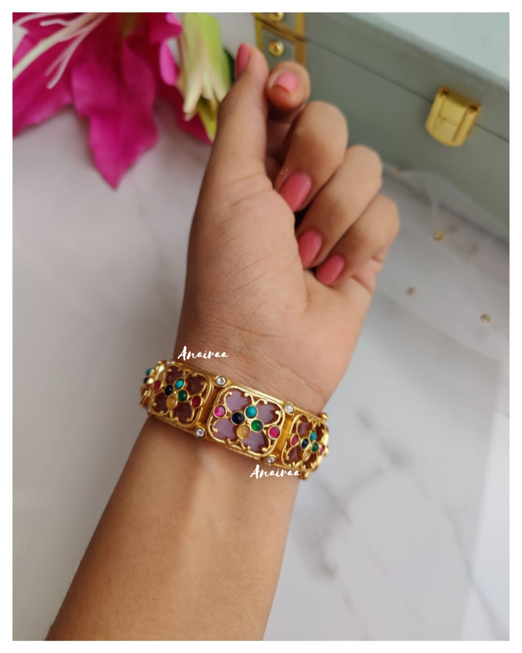 Kadi Kundan Navratan bangle(single pc)