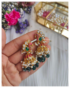 Peacock Kundan  jhumkas