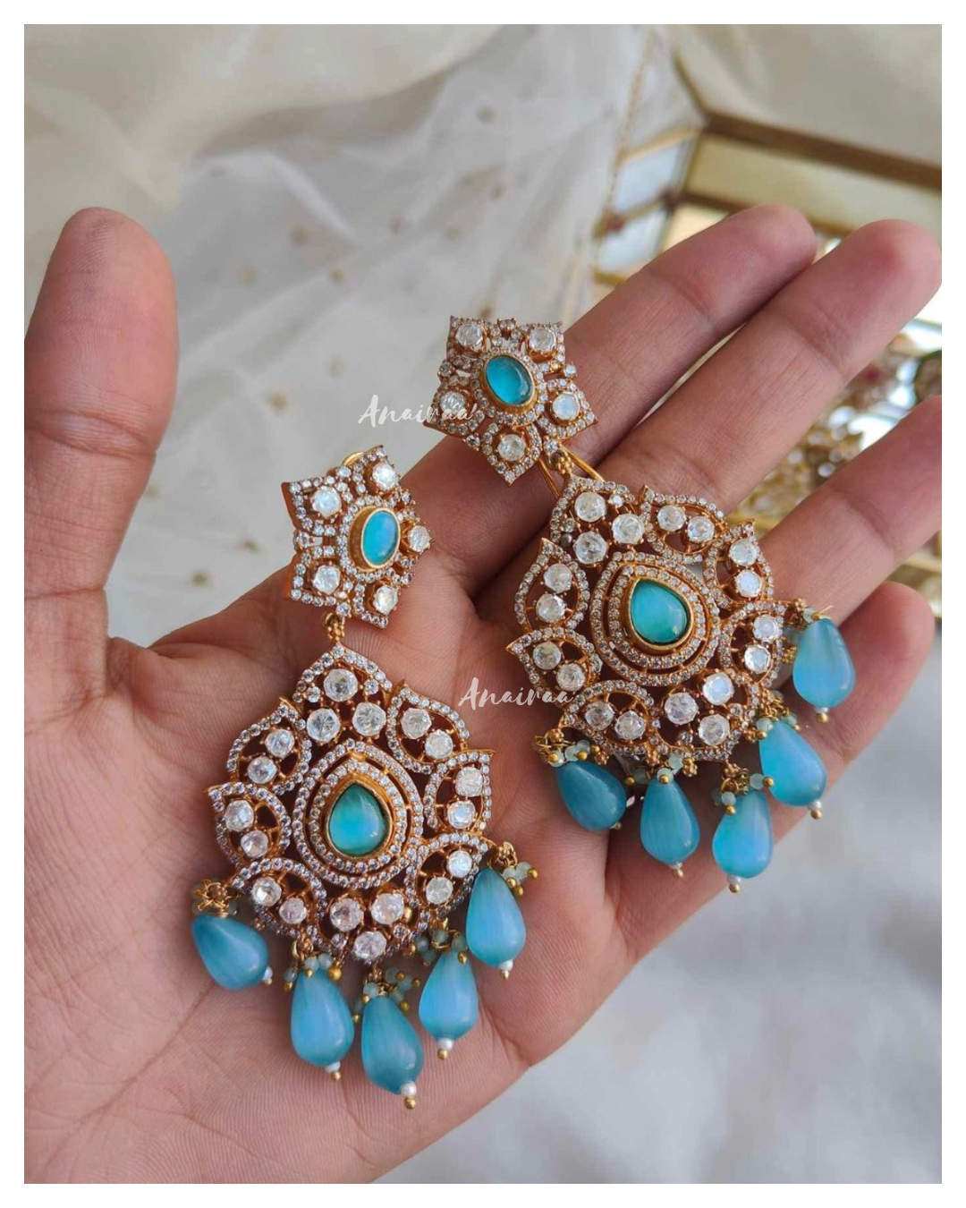 Polki Victorian firoza earrings