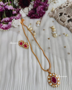 Moissanite ruby pendant set