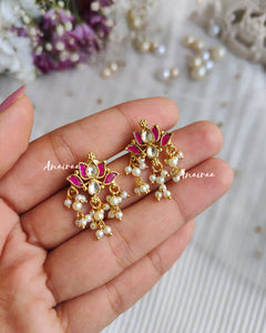 Paachi kundan lotus earrings