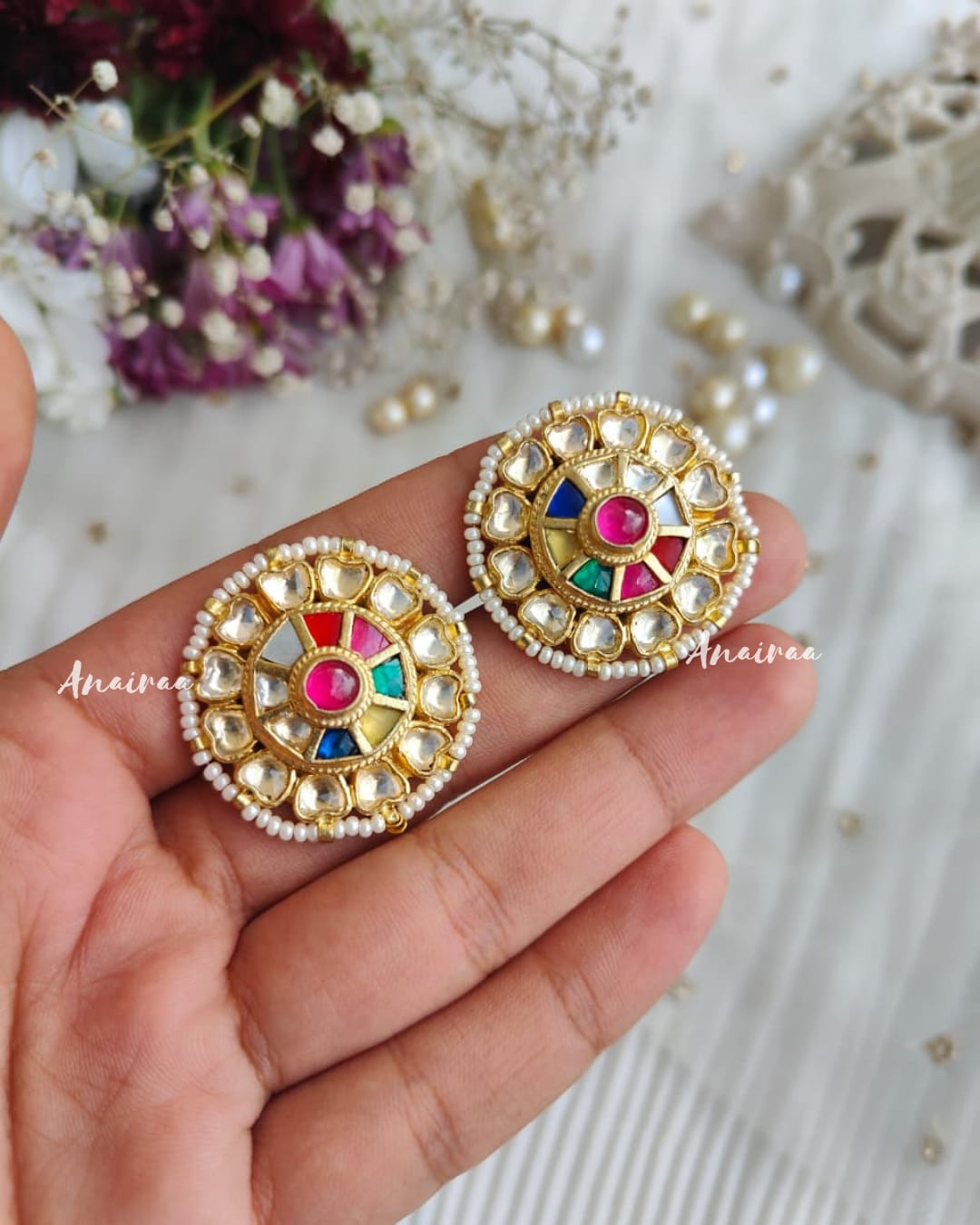 Navratra kundan studs
