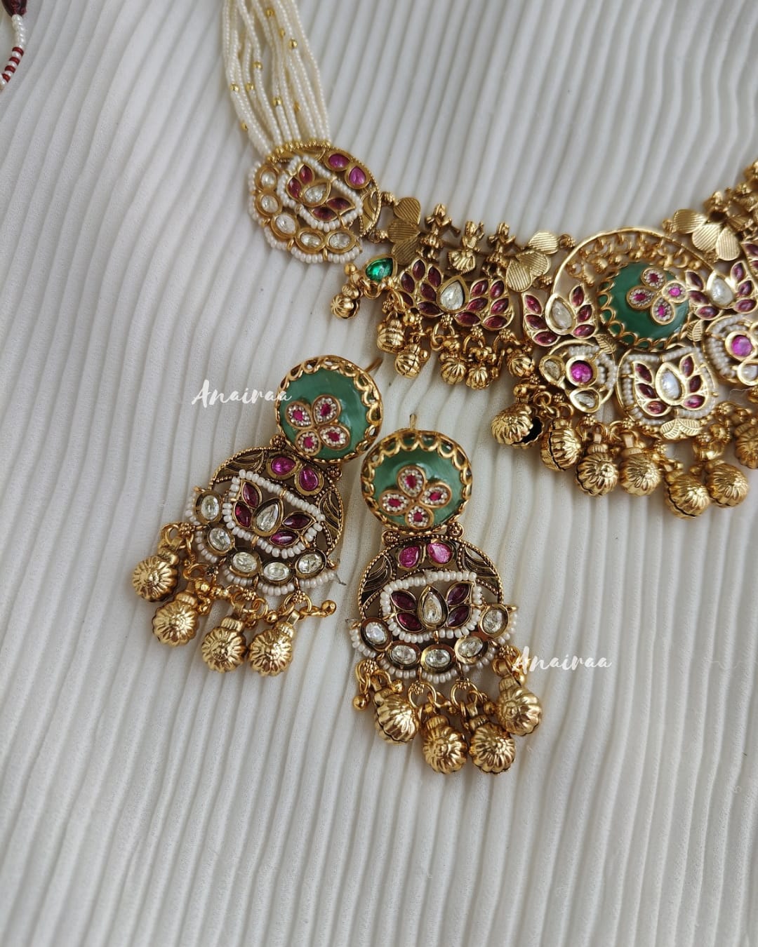 Antique jadau necklace set