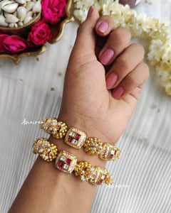 Cream and pink meenakari openable bangles