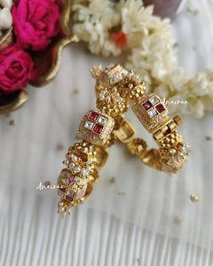 Cream and pink meenakari openable bangles
