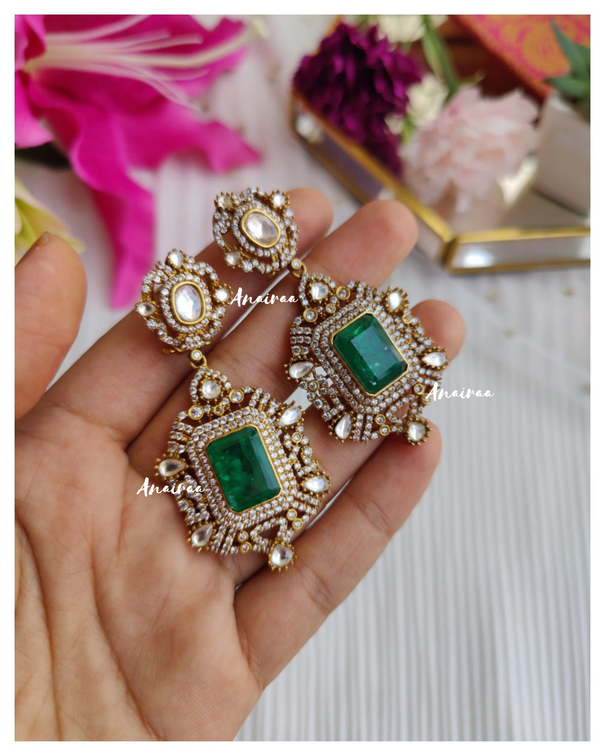 Emerald Doubled Earrings