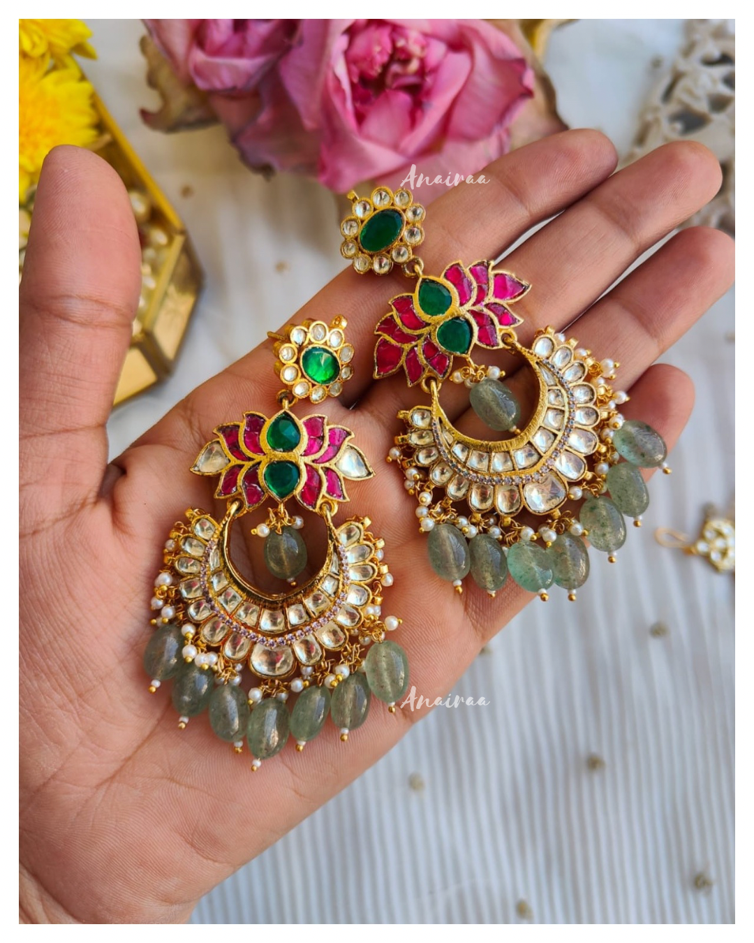 Multi colour Kundan Chandbali