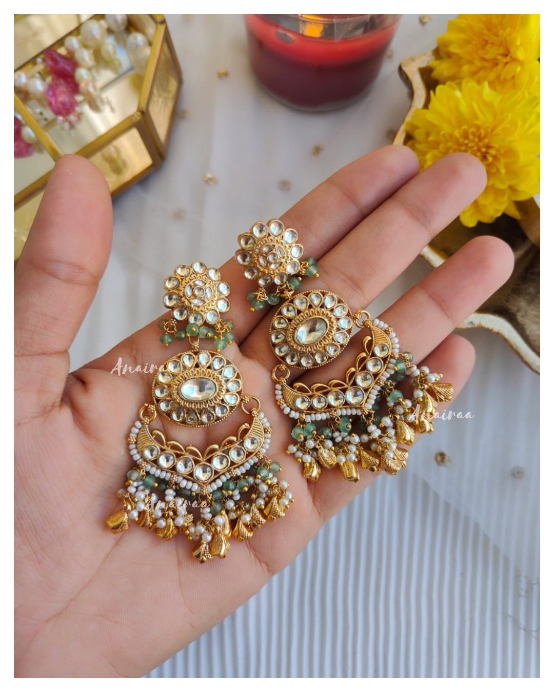 Antique kundan chandbali