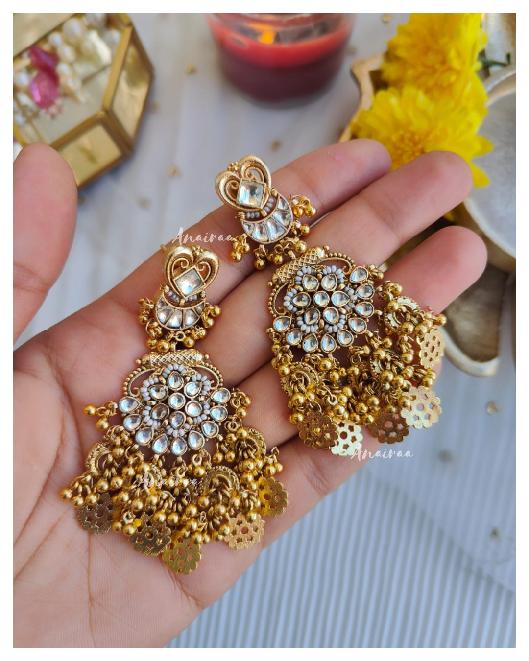 Kundan antique chandbali