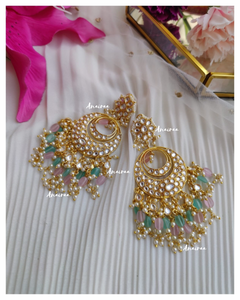 Polki chandbalis earrings(dispatch time 3 to 4 weeks)