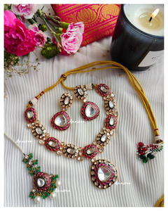 Polki meena necklace set