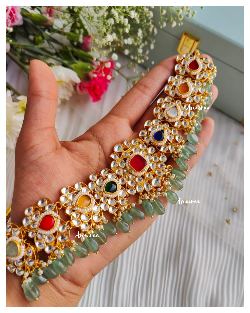 Navratan paachi kundan choker set