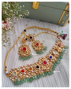 Navratan paachi kundan choker set