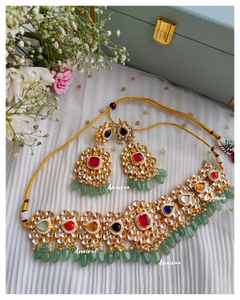 Navratan paachi kundan choker set