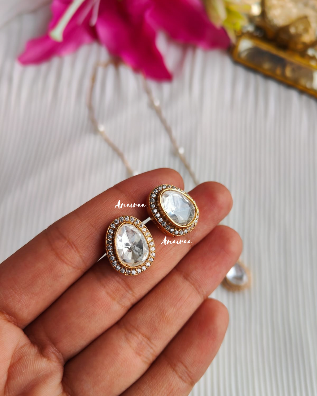 Polki moissanite pendant set