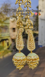 Pastel green meenakari jhumkas