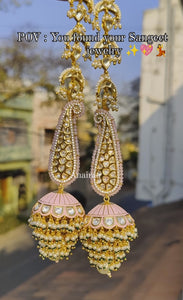 Pink meenakari jhumkas