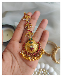 Heritage multi colour Kundan Maangtika