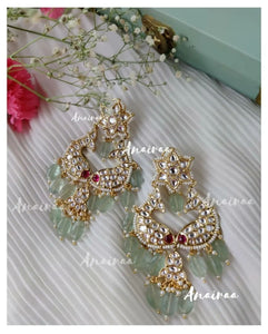 Polki earrings with flourites