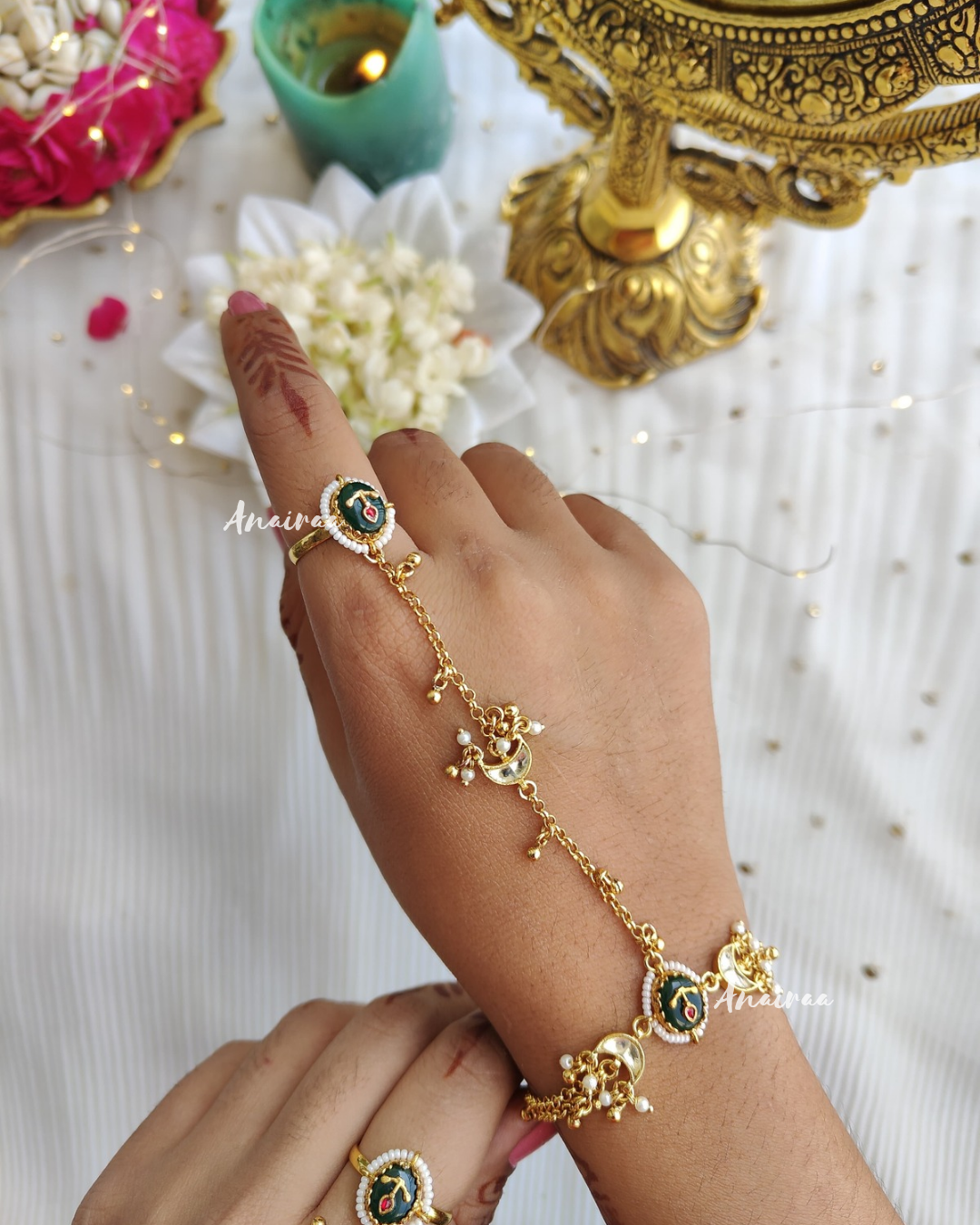 Emerald paachi Kundan hathphool