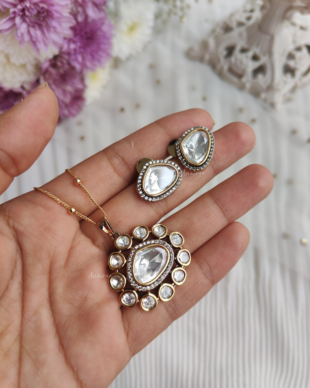 Polki pendant set