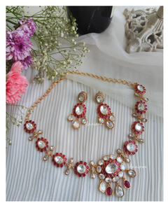 Uncut polki ruby necklace set