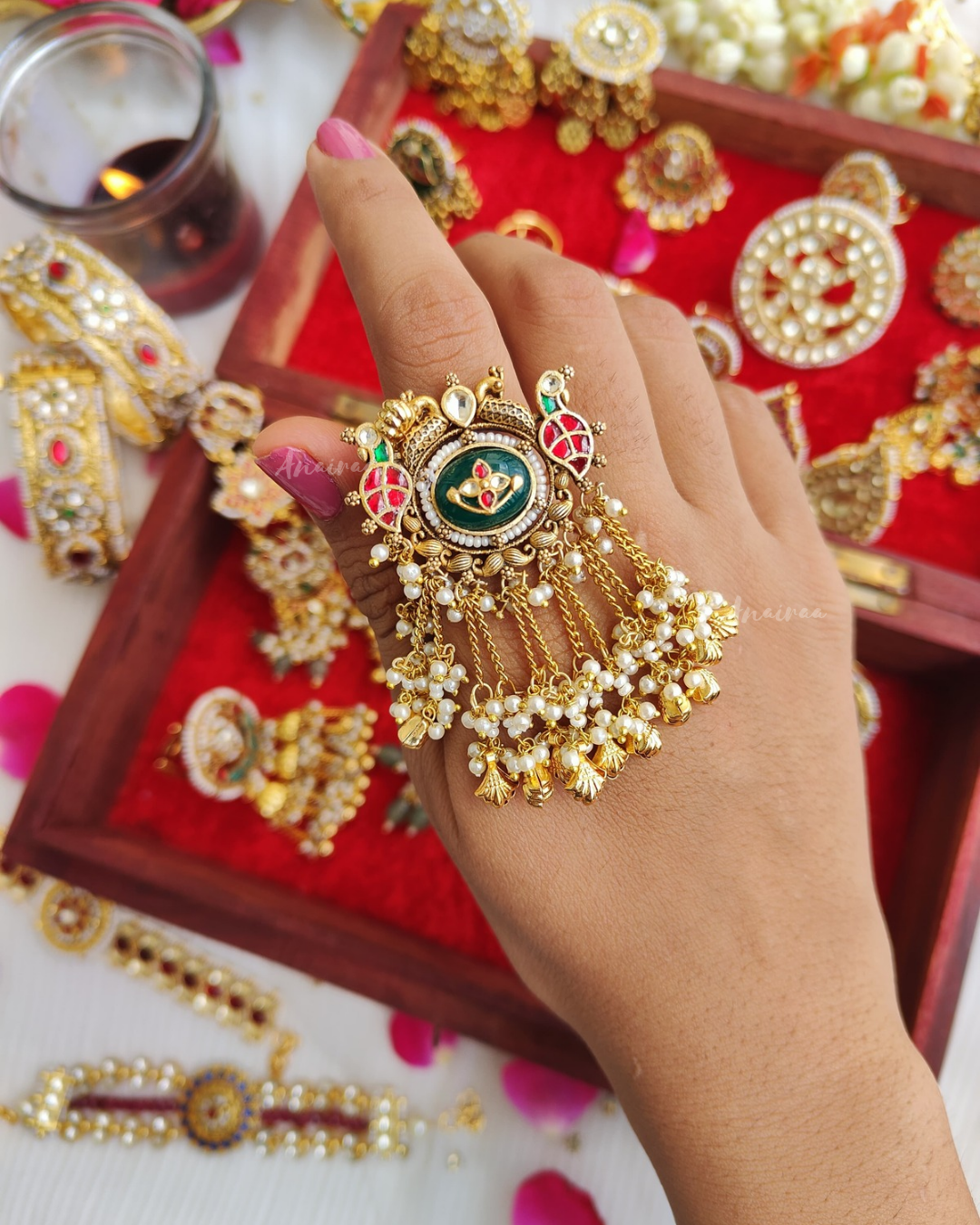 Heritage paachi kundan ring