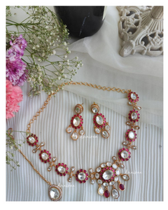 Uncut polki ruby necklace set