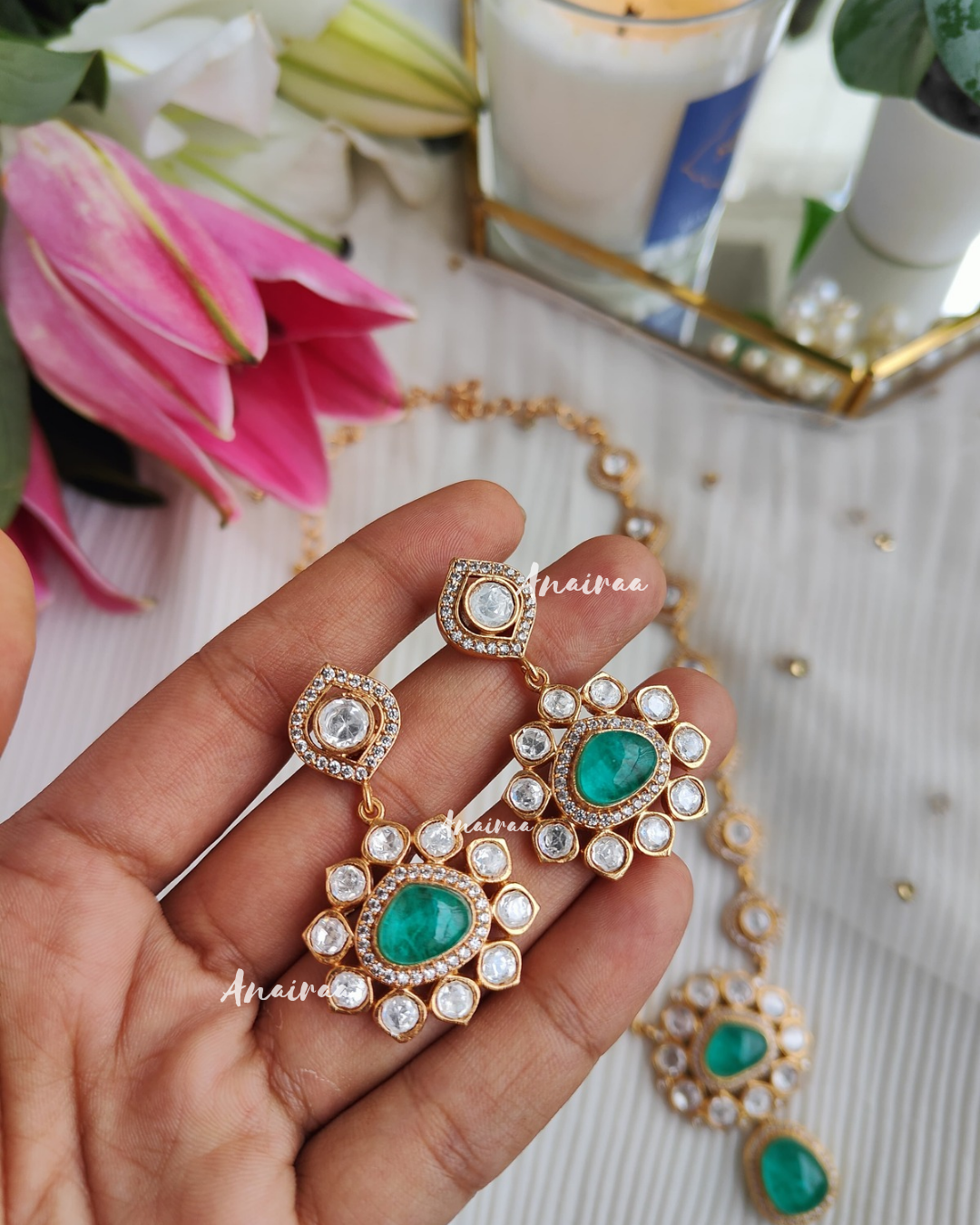 Vriha moissanite long necklace set