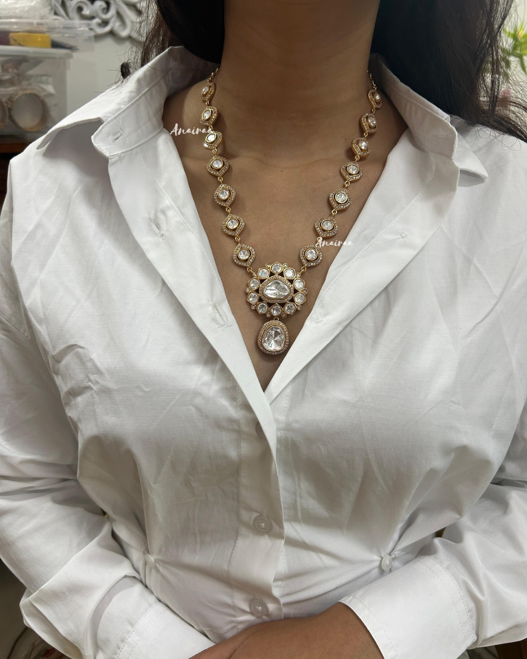 Vriha moissanite long necklace set