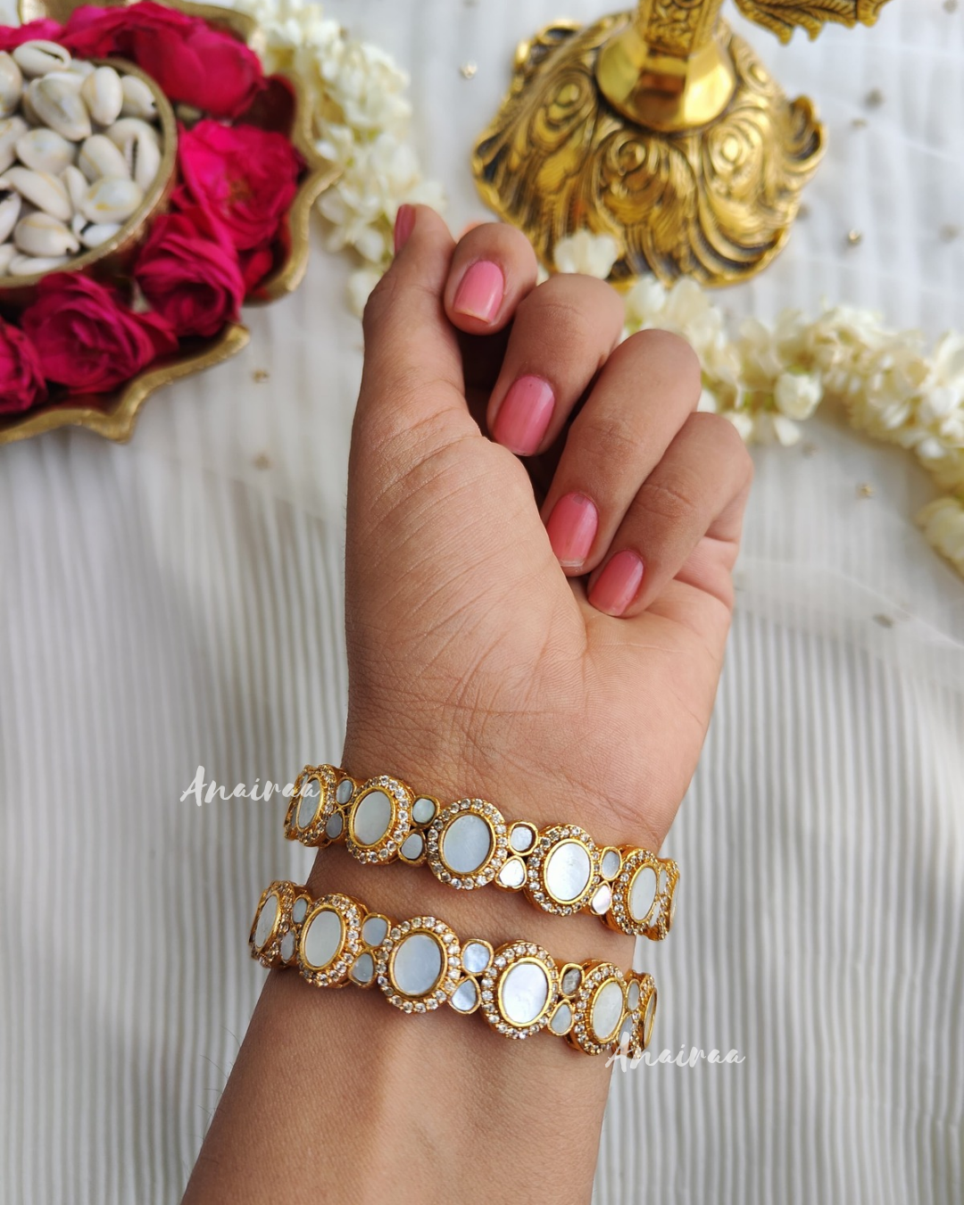 Mother of pearl non openable bangles