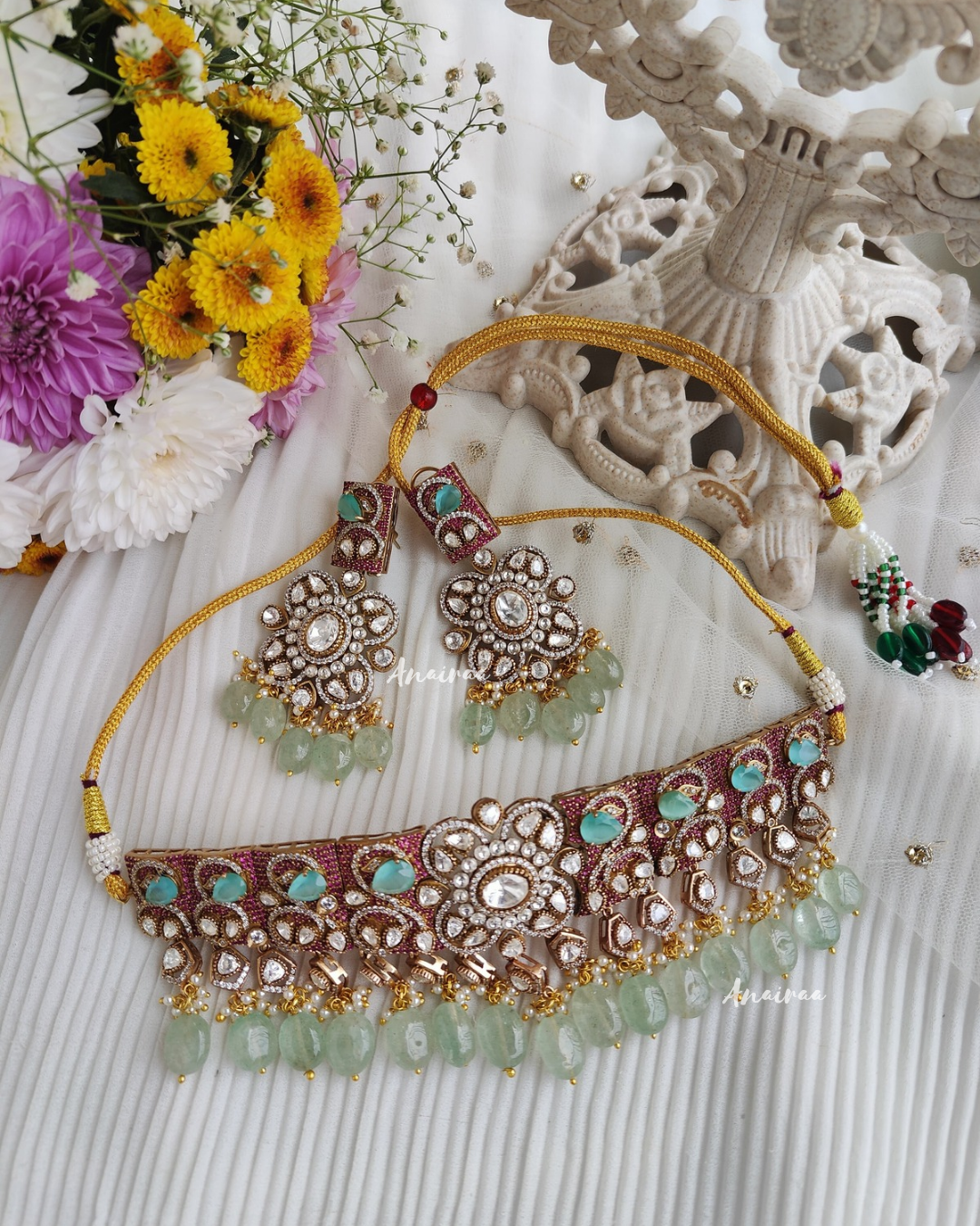 Aira polki moissanite choker set