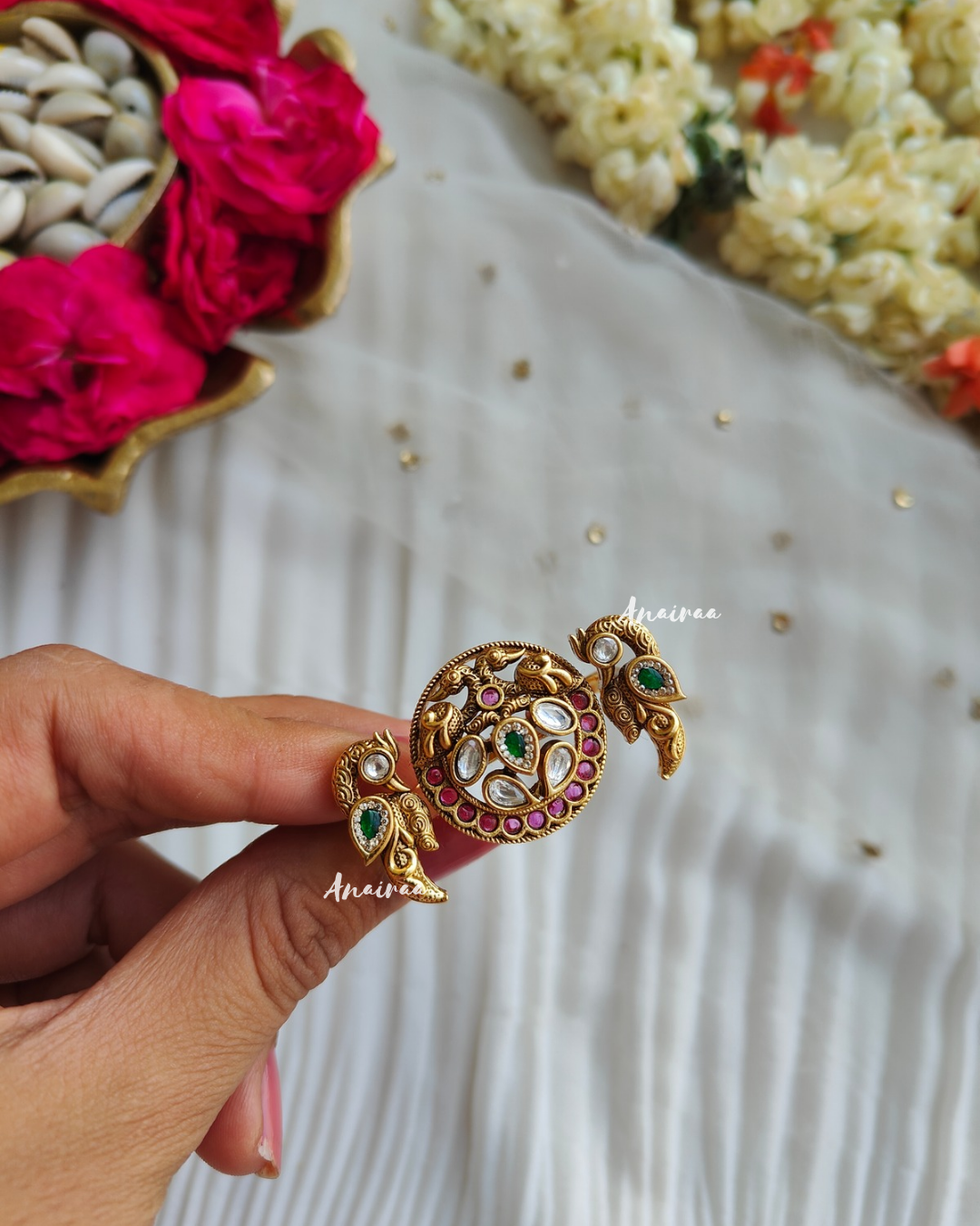 Antique kundan two finger ring – anairaa
