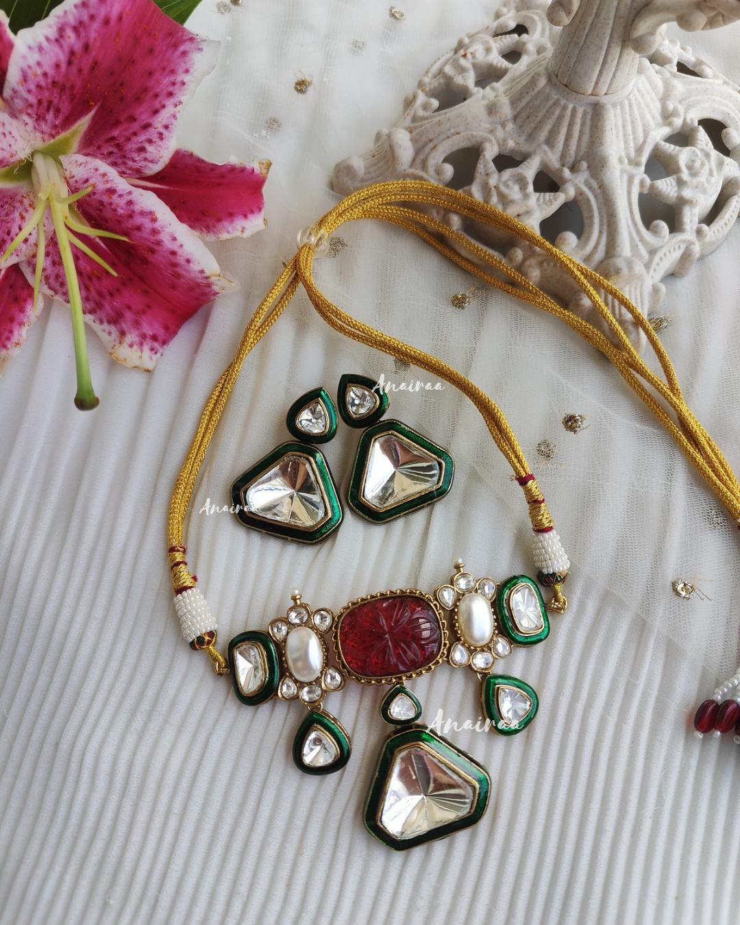 zara polki ruby meena set